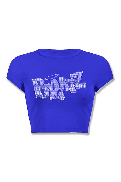 3 ROPE Bratz Crop Saks cu imprimeu cu strasuri albastre