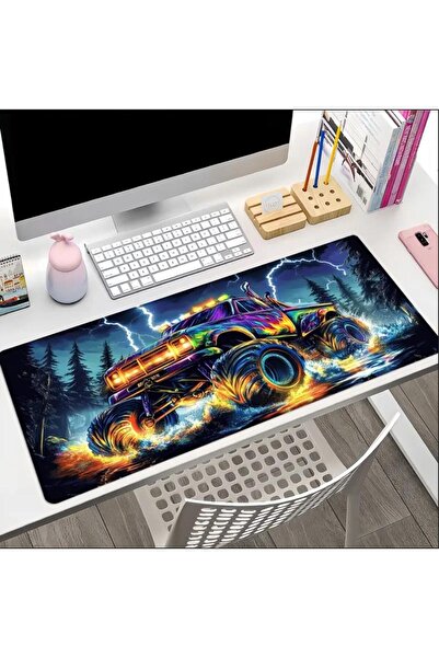 sgeteknoloji 70X30 cm Monster Car Themed Non-Slip Base Speed Surface Gamer Mouse Pad Gaming
