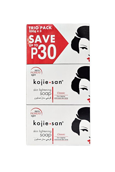 Kojie San صابون تفتيح البشرة بحمض الكوجيك - يُفتّح البشرة، يُزيل البقع الداكنة، ويُرطّبها 3x100