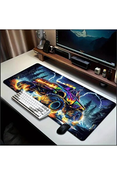 sgeteknoloji 70X30 cm Monster Car Themed Non-Slip Base Speed Surface Gamer Mouse Pad Gaming