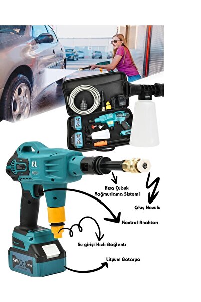 ekinler el aletleri Akülü Somun Sıkma Bijon Sökme 1100 Nm & Basınçlı Yıkama Seti 1100 Nm
