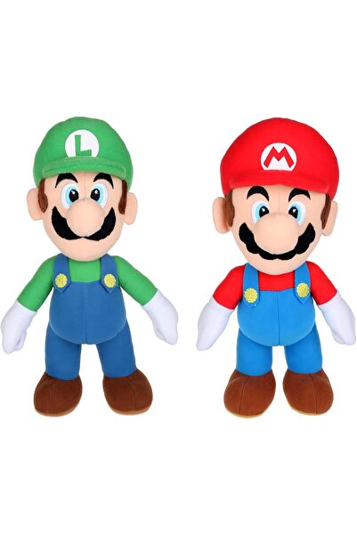 e-life shop İthal Kumaş Efsane Süper Mario Kardeşler Mario Luigi Peluş Oyuncak Uyku Oyun Arkadaşı 2’li Set 27 cm