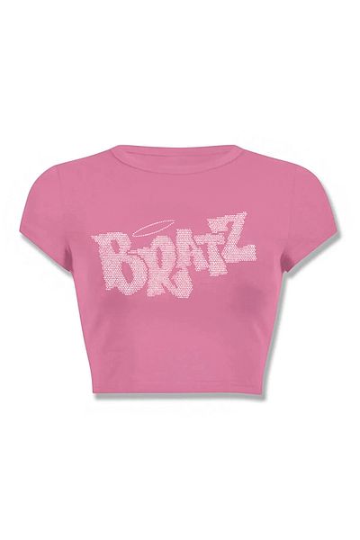 3 ROPE Bratz Rhinestone Stone εμπριμέ Crop Pink