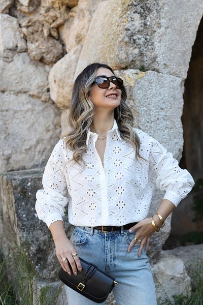 bytugcekaya White Standard Size Scallop Shirt