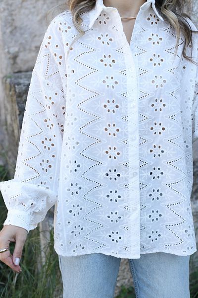 bytugcekaya White Standard Size Scallop Shirt
