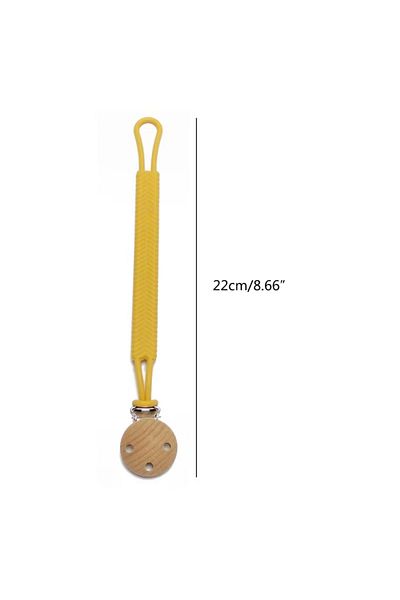 The Cloudish Shop Silicone Pacifier - Strap Holder with Wooden Clip (Blue)
