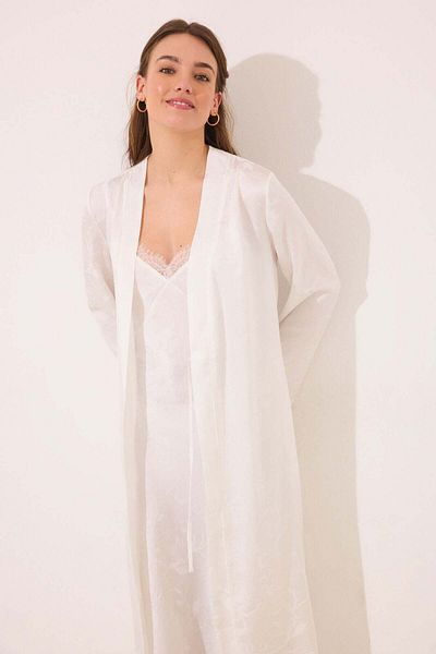 Women'secret White long satin robe