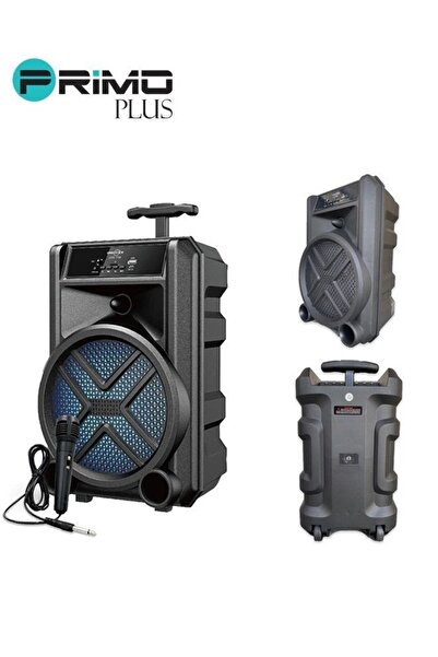 Primo Plus مكبر صوت لاسلكي بتقنية البلوتوث، صوت ستيريو، راديو FM، ذاكرة TF، مدخل USB، مدخل ميكروفون قابل لإعادة الشحن