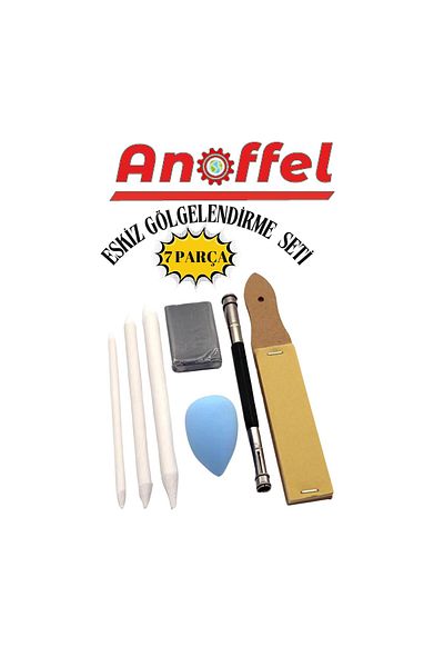 Anoffel Sketch Shading Kit 7 Pieces Pencil Sandpaper with Pencil Lengthening Attachment Pastel Dispenser Dough Eraser
