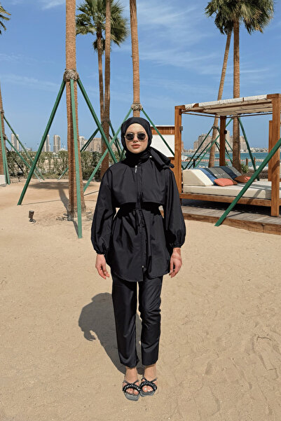 lurex moda Robe Detailed Hijab Swimsuit