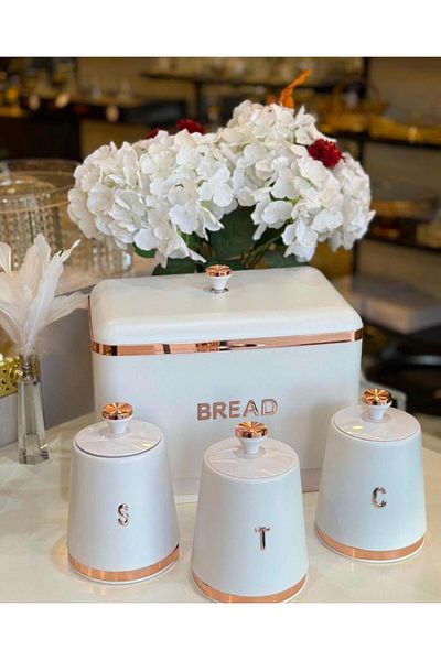 Onedekor Set of 4 Dustin Storage Bins and Bread Cardboard White