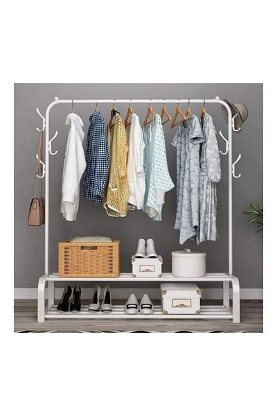 Primo Plus White Coated Metal Clothes Organizer Rack
