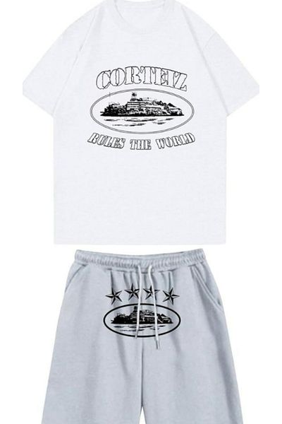 Elvino Corteiz Text Printed Oversize Unisex Shorts-Tshirt Set