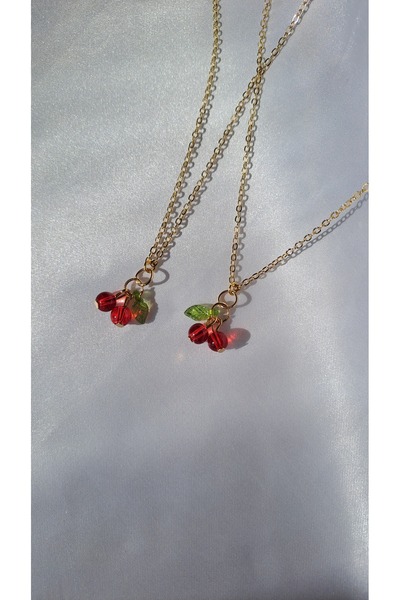 SOUL BY A&B 2li kiraz kolye bff arkadaşlık kolye kırmızı anne kız kolye