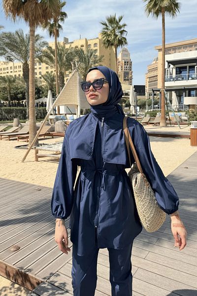 lurex moda Robe Detailed Hijab Swimsuit