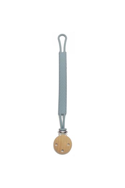 The Cloudish Shop Silicone Pacifier - Strap Holder with Wooden Clip (Blue)