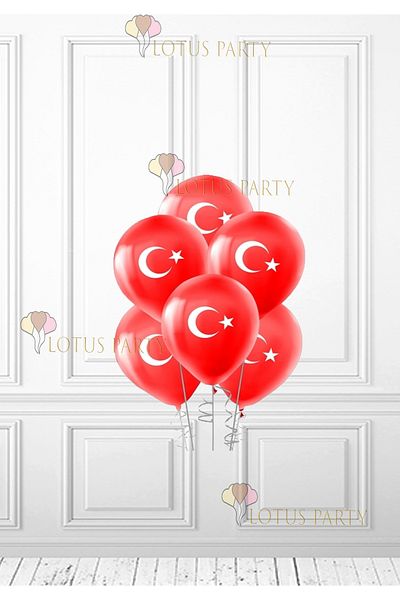 LOTUS PARTY 23 April 29 October 10 November 19 May School Ornaments - Moon Star Printed Balloon 6 Pieces