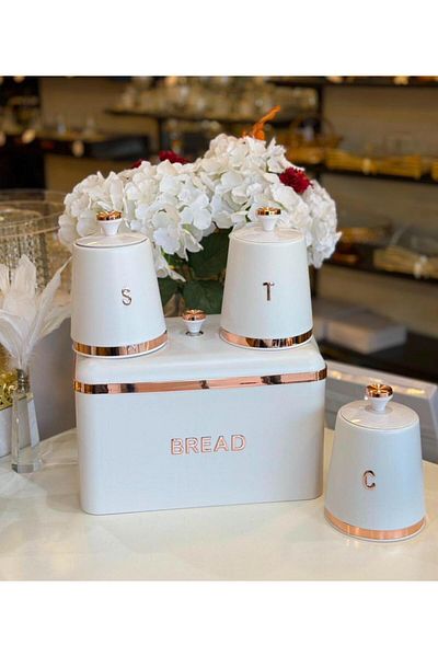 Onedekor Set of 4 Dustin Storage Bins and Bread Cardboard White