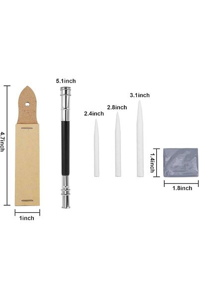 Anoffel Sketch Shading Kit 7 Pieces Pencil Sandpaper with Pencil Lengthening Attachment Pastel Dispenser Dough Eraser