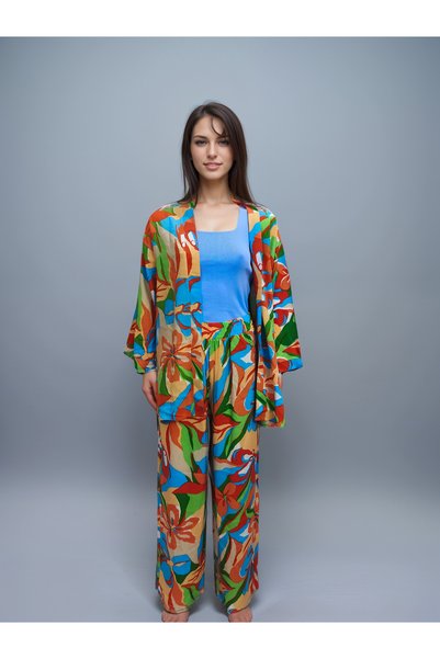Nivora Style Viscose Cotton Oversize Kimono Set Colorful