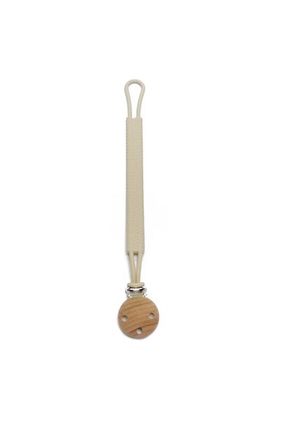 The Cloudish Shop Silicone Pacifier Strap Pacifier Holder with Wooden Clip - Knitting Pattern Beige