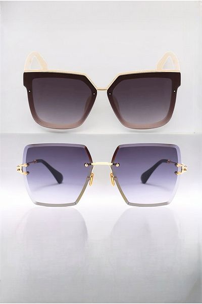 BAPPİR 2-Piece Opportunity Set Seli̇n Model and Crystal Square Cut Sunglasses