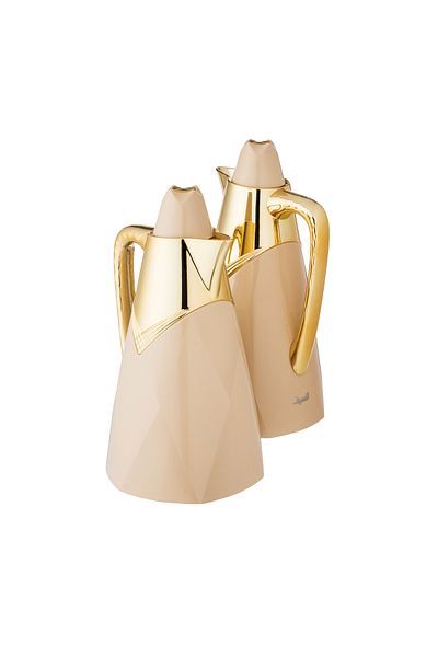 ALSAIF Rich Saif refrigerator set, beige and gold, 2 pieces
