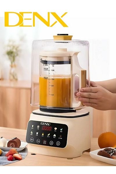 Denx خلاط طعام ذكي، قوة 600 واط، سعة 1.5 لتر، يعمل باللمس، ساخن وبارد DX2072
