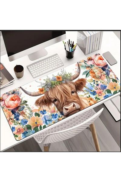 sgeteknoloji 70X30 CM TEMATICA FLORALĂ VACĂ BAZĂ ANTIDRIPĂ SURFACĂ DE VITEZĂ MOUSE PAD GAMING
