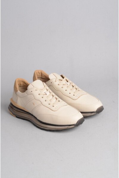 SEÇ KUNDURA ΓΝΗΣΙΟ Δερμάτινο Μπεζ Ανδρικά Αθλητικά Παπούτσια - SELECT 6606