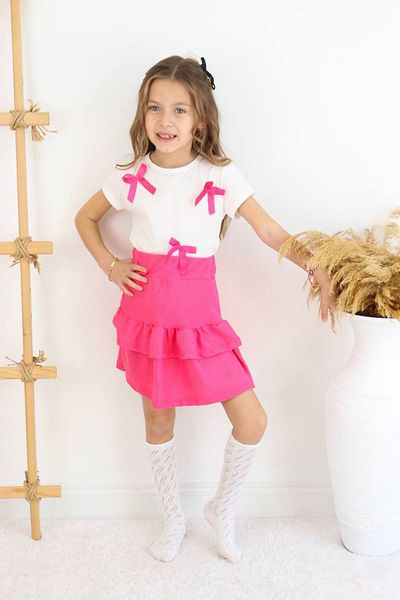 şıklık durağı Summer Short Sleeve T-Shirt & Skirt 2 Piece Girls Skirt Suit