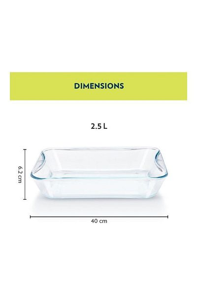 Borosil Easy Grip Rectangular Dish With Handle, Microwave, And Dishwasher Proof White 2.5Liters