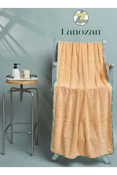 lanozan Lanusan Absorbent and Stylish Bath Towel, Medium Size 140 x 70 x 2.5 cm (Beige)