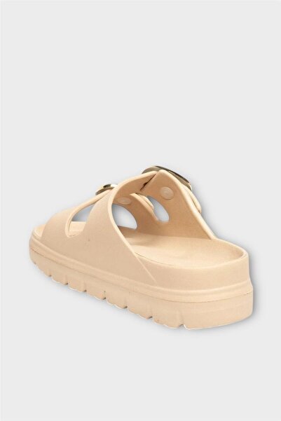 Liger Stylish Women's Slippers - Beige with High Sole Buckle