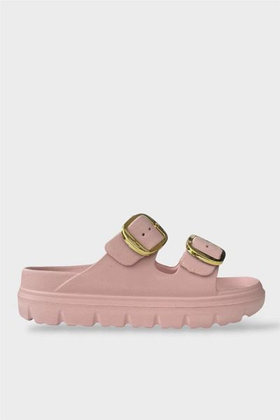 Liger Stylish Women's Slippers with High Sole Buckle Pudra