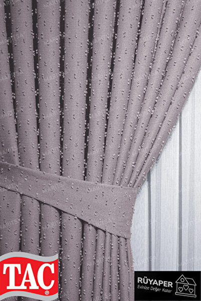 Taç Σειρά Rüyaper Linen Gramage Pompom Pattern Πούδρα Χρώμα φόντο Κουρτίνα συντομή πτυχωτή μονή πτέρυγα