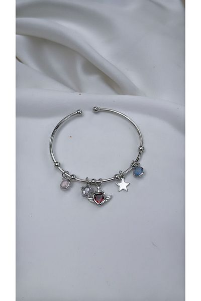 ÖNKÜTAKI Gold&Silver Color Star Heart Steel Charm Bracelet