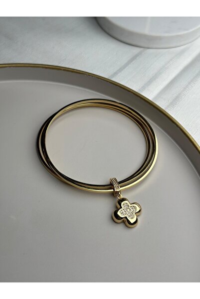 gingillo aksesuar Çelik Yonca Charmlı Gold Ajda Bilezik