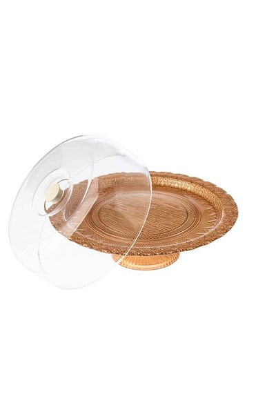 Byblos Turkish Glass Base Serving Plate With Acrylic Lid 32 Cm