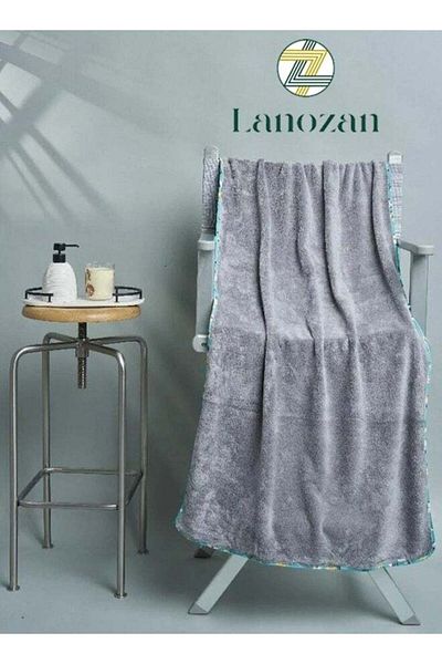 lanozan Lanusan Absorbent and Stylish Bath Towel, Medium Size 140 x 70 x 2.5 cm (Grey)