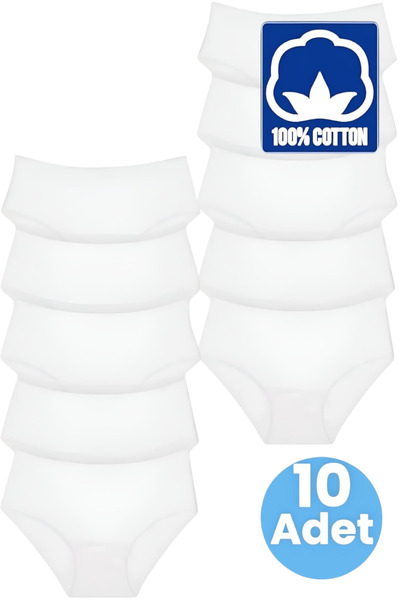 Tezzgelsin Chiloți Bato cu nervuri pentru femei, 10 bucăți, 100% bumbac, talie înaltă, chiloți pentru femei, 10 bucăți