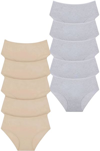 Tezzgelsin Women's High Waist 100% Cotton 10-Piece Ribbed Bato Panties Women's 10-Piece Panties