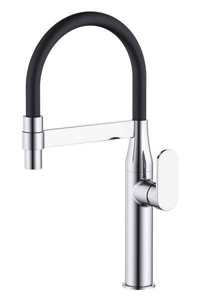 HESANIT Kitchen Mixer Chrome with Black Flexible Spout