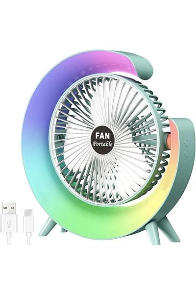 Primo Plus Colorful desk fan with 3 wind speeds and 5 lighting levels with 180° adjustable angle