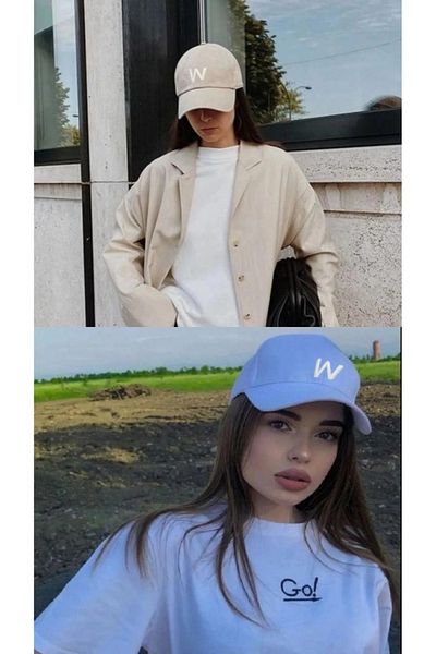 w white stars sports & wear Αθλητικό Καπέλο Unisex W Κεντημένο Velcro Ρυθμιζόμενο καπέλο σετ 2 τεμαχίων