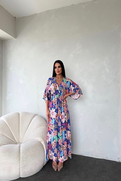 LİLA İSTANBUL Rochie de vară cu guler dublu cu imprimeu floral