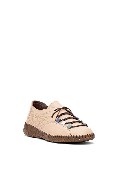 Venüs Beige Women's Casually Texture Ziplike Wild Shoes 24370001 Y