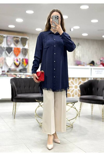 Magazin Large Size Hem Fringed Tunic