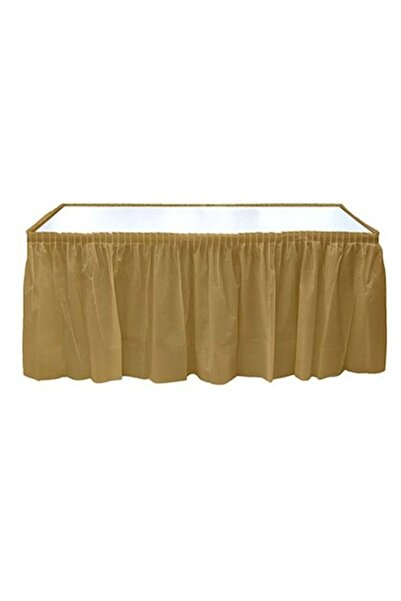 parti pera Altın Gold Renk Plastik Masa Eteği Kullan At Masa Eteği 75*426 Cm