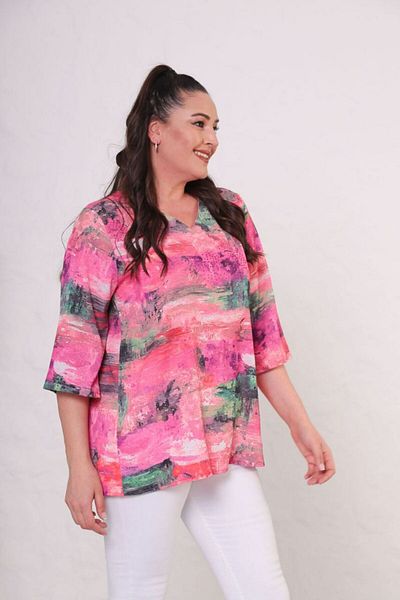 Mezure Patterned Colorful Stone Embroidered Crepe Blouse